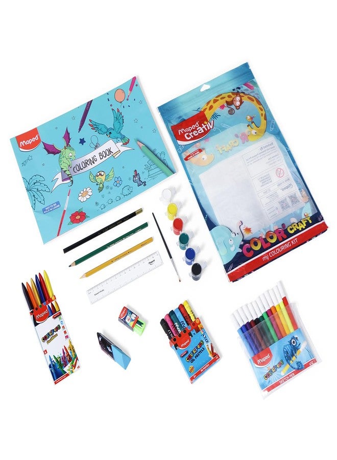 MAPED Color Craft Kit for Colouring Activity| Multi Products Kit with Designer Zipper Pouch|Perfect for Birthday Gift| Stationery Set| Kit of 10 Products, 32units|Chirstman Gift|My Colouring Kit - Image 3